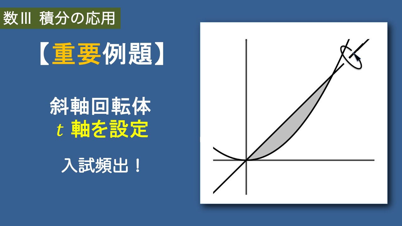 数Ⅲ積分の応用#13/19【斜軸回転体】t軸を設定｜斜めの回転軸、置換積分
