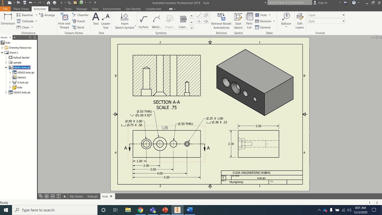 Inventor Hole Tutorial