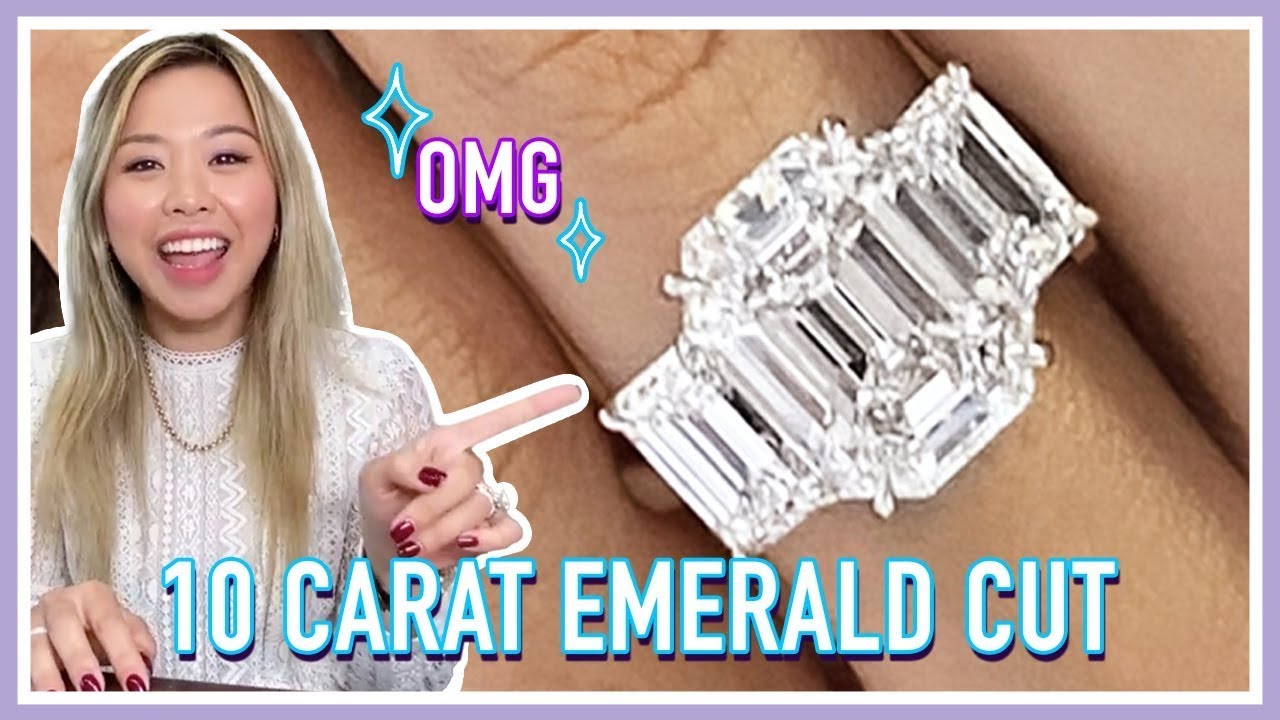 MASSIVE 10ct GIA Emerald Cut Diamond Classic 3 Stone Ring By Bonnie Jewelry