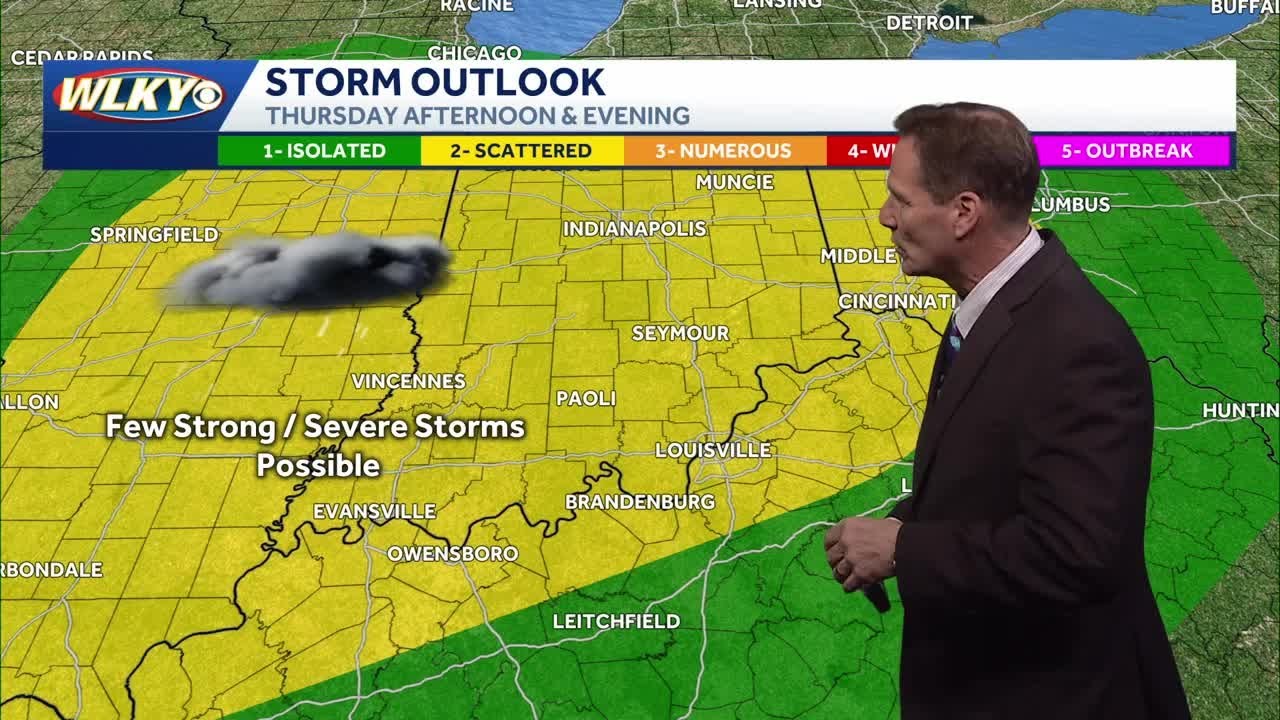 Warm again Thursday but also with a storm threat