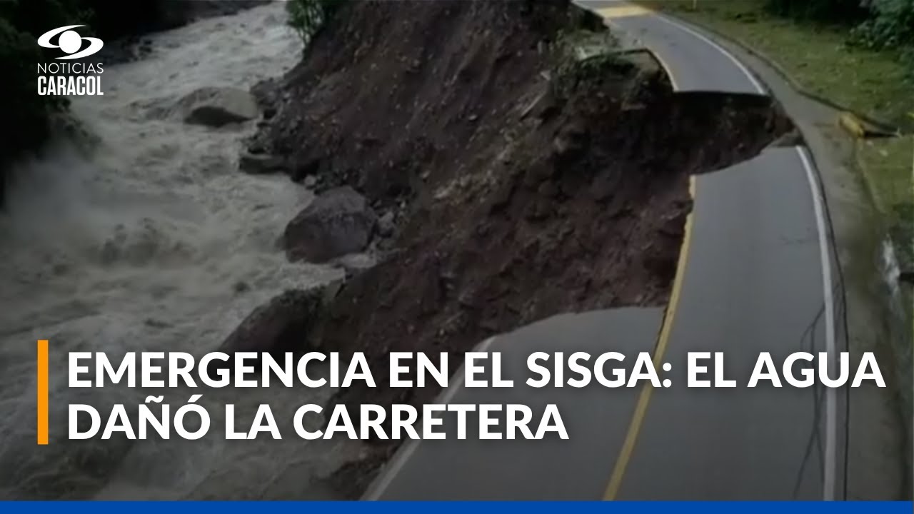 Así quedó importante vía en la transversal del Sisga: la carretera fue arrasada por el agua