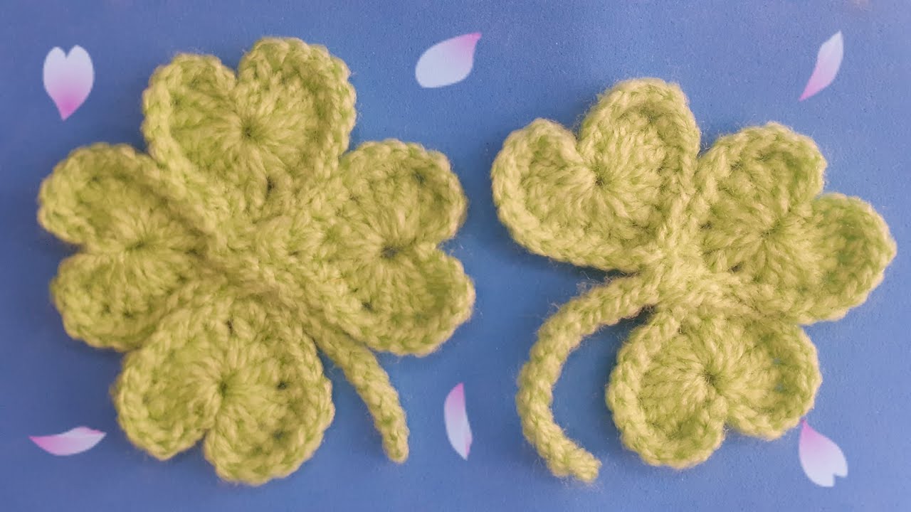 Lucky Clover Appliques 🍀 Crochet Four Leaf Clover 🍀 Shamrock crochet pattern ☘️ Crochet Heart