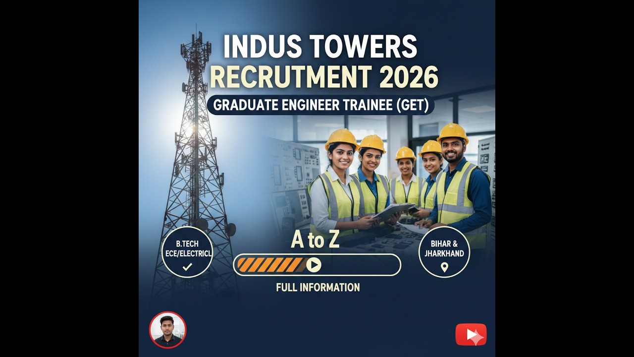 Indus Towers Recruitment 2026 | Graduate Engineer Trainee (GET) | B.Tech ECE/Electrical | A to Z