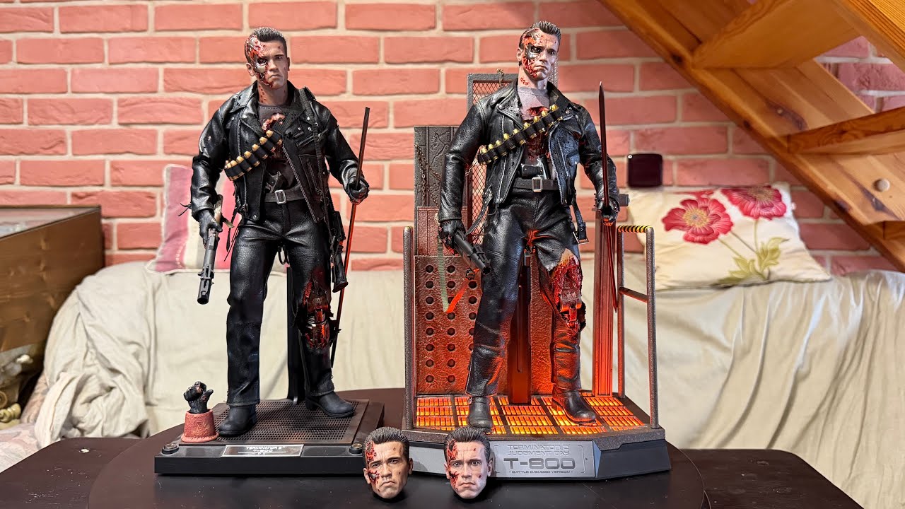 Terminator 2 T-800 Battle Damaged (Version 2.0) Hot Toys Unboxing and Comparison