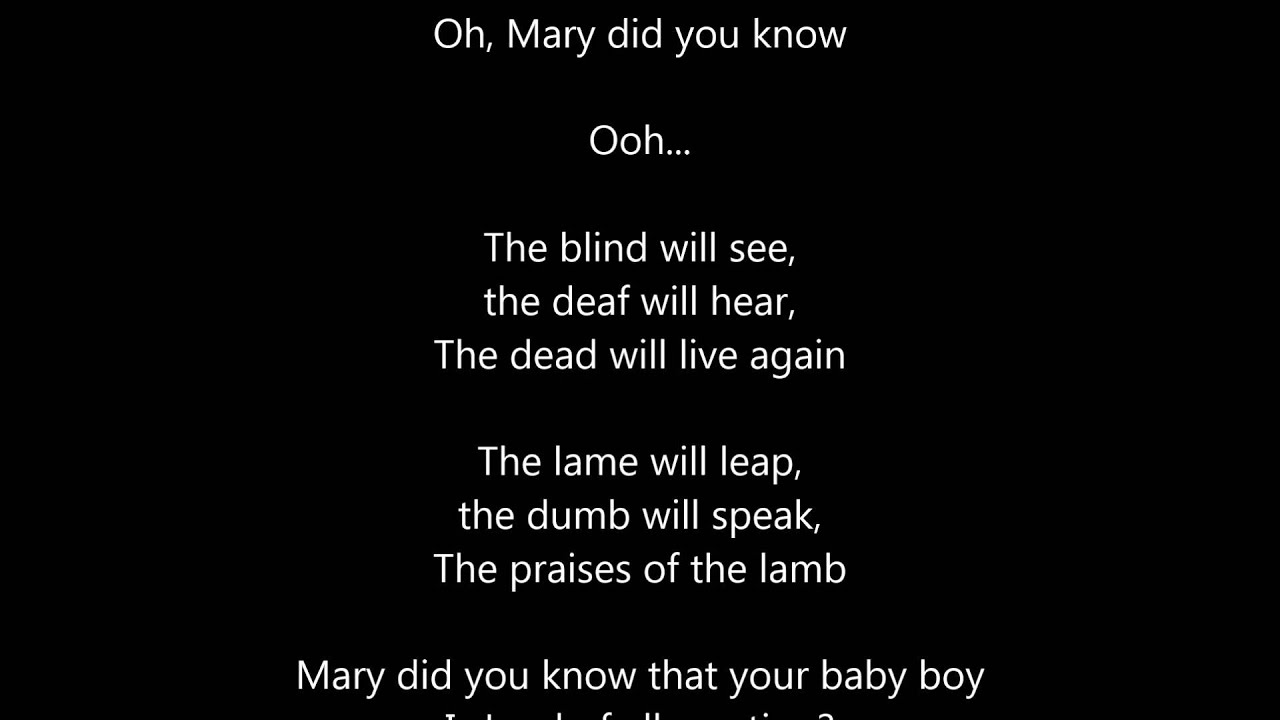 Mary did you know