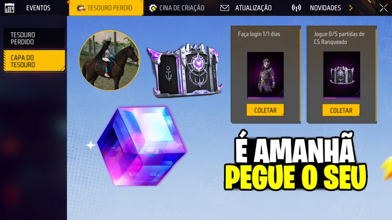 É AMANHÃ! GELO GRÁTIS, CUBO MÁGICO, CAVALO e MANIACO DO GOLPE NO FREE FIRE