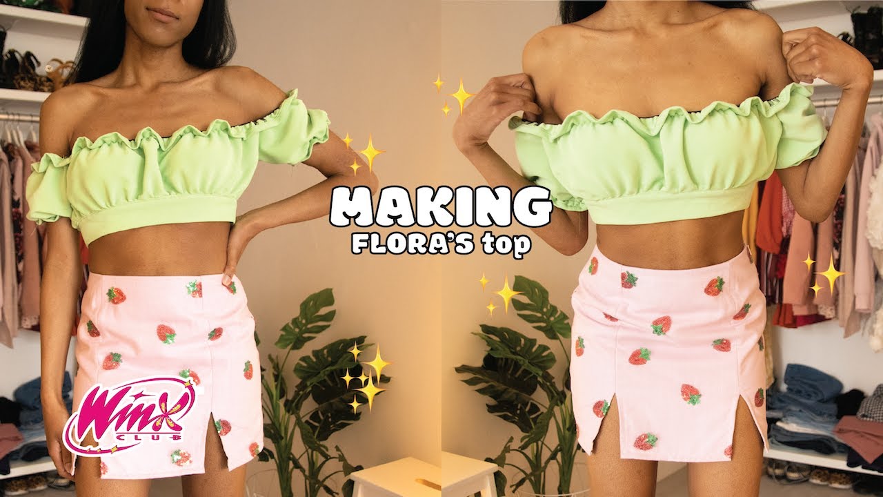 DIY OFF THE SHOULDER TOP Recreating Flora's Winx Club Outfit✨