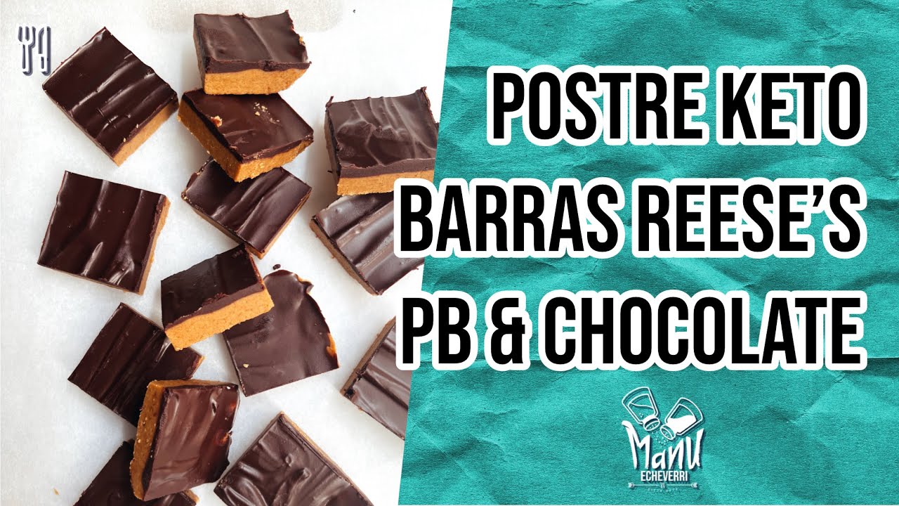 🍫BARRAS KETO DE MANTEQUILLA DE MANI Y CHOCOLATE | KETO REESES PEANUT BUTTER BARS | Manu Echeverri