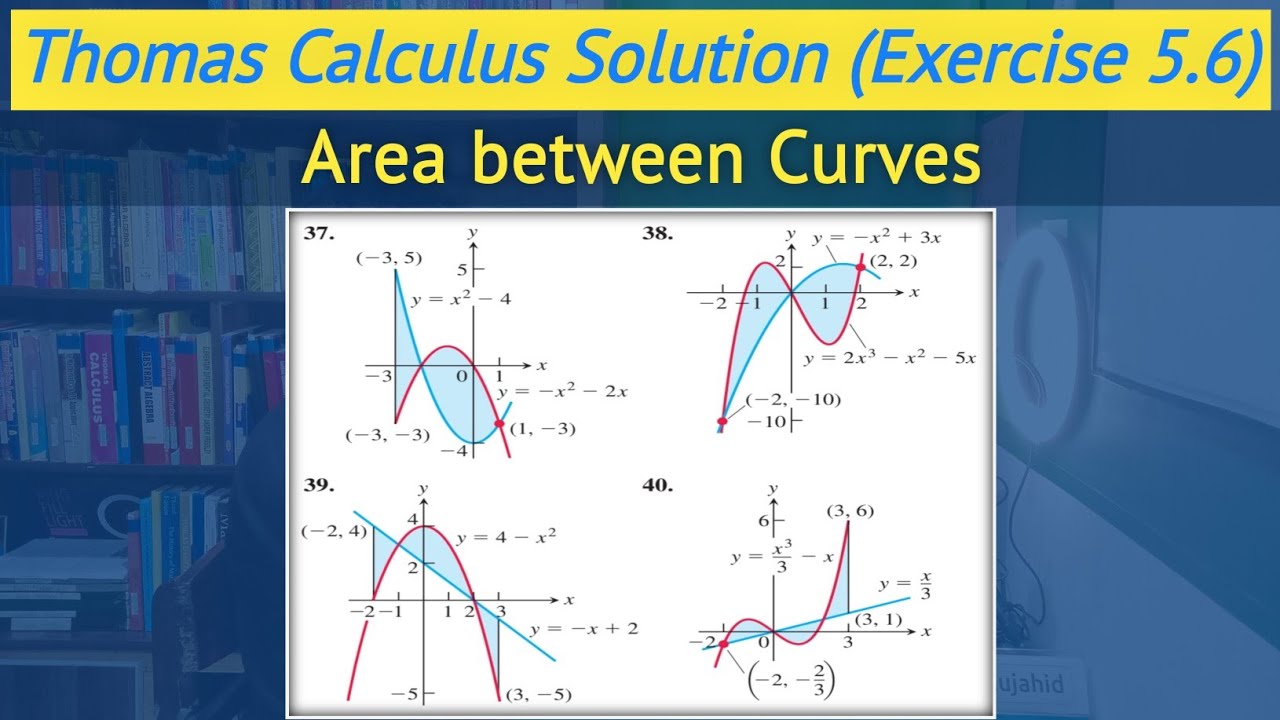 Thomas calculus exercise 5.6 Q37 to Q40 | Area between the two curves || Lec 45