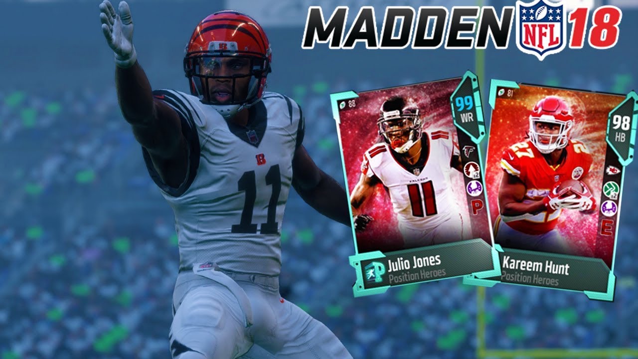 JULIO JONES AND KAREEM HUNT!!| POSITION HEROES | MADDEN 18 ULTIMATE TEAM GAMEPLAY
