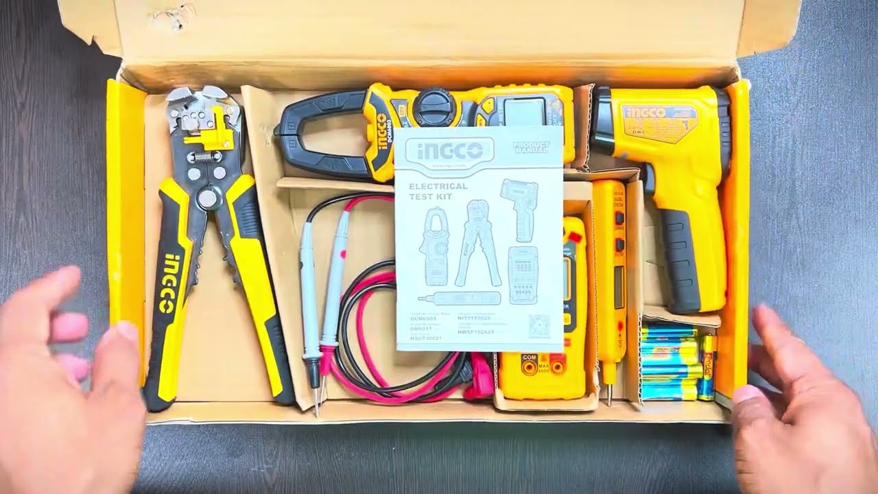 INGCO Electrical Test Kit || Ingco Test Pencil, Wire Stripper, Multimeter, Clamp Meter, Thermometer