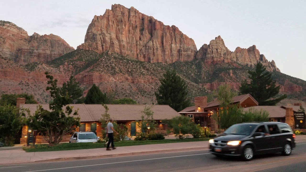 Zion  National Park entrance at night