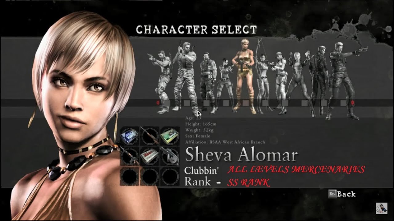 RESIDENT EVIL 5 GOLD EDITION ALL MERCENARIES SOLO SHEVA ALOMAR CLUBBIN – SS RANK