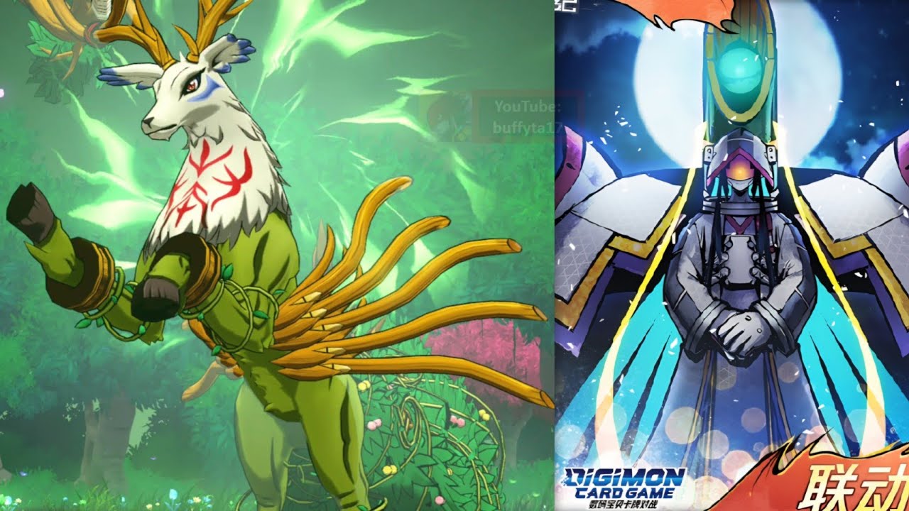 Digimon New Century - Cernumon Digivolution & Kaguyamon ケルヌモン 角神兽 カグヤモン 辉夜兽