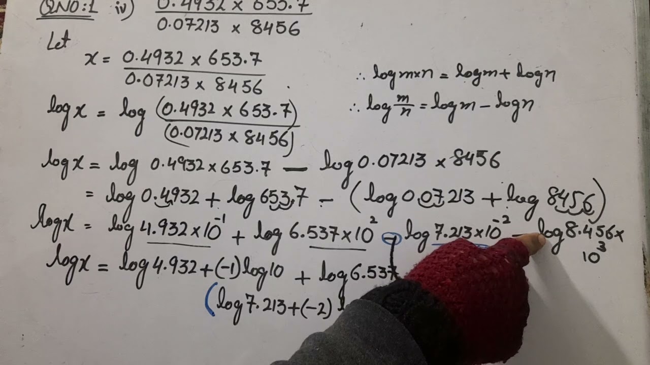 Ex3.6(Logarithm) question 1(iv)part. Class 9th