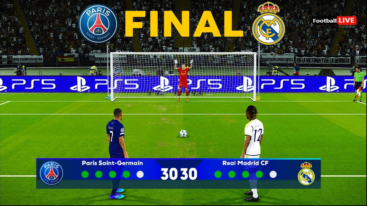 PSG vs Real Madrid - Penaltis | Final Champions League 2023/24 | Mbappe vs Vinicius | PES Gameplay