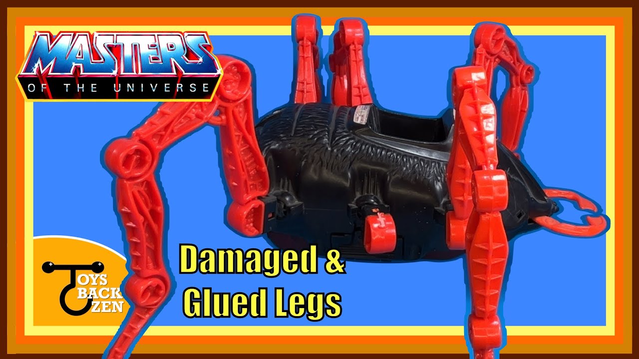 MOTU Spydor - Damaged & Glued Legs Repair - Electronics Not Working, Faded Stickers