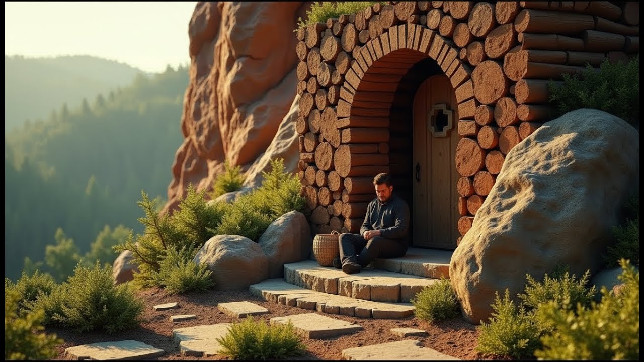 Secret Survival Shelter in the Red Cliff | A Peaceful Hidden Box Built Deep in the Wild
