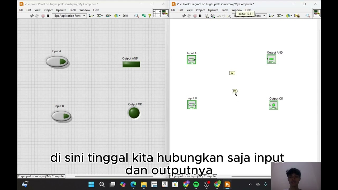 Tugas 1 Praktikum SDM, mensimulasikan gerbang logika AND dan OR menggunakan software LabVIEW