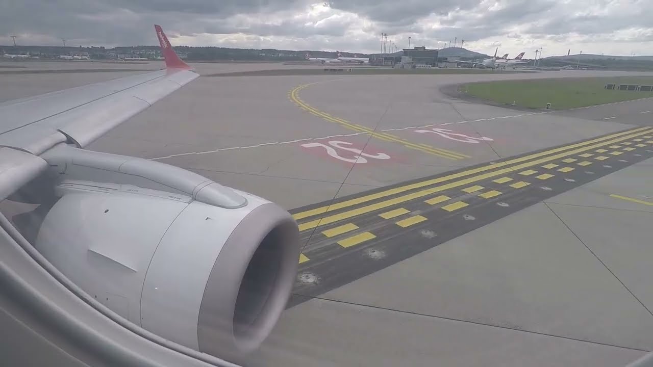 Helvetic Airways Embraer E195AR HB-JVZ takeoff from Zurich Airport