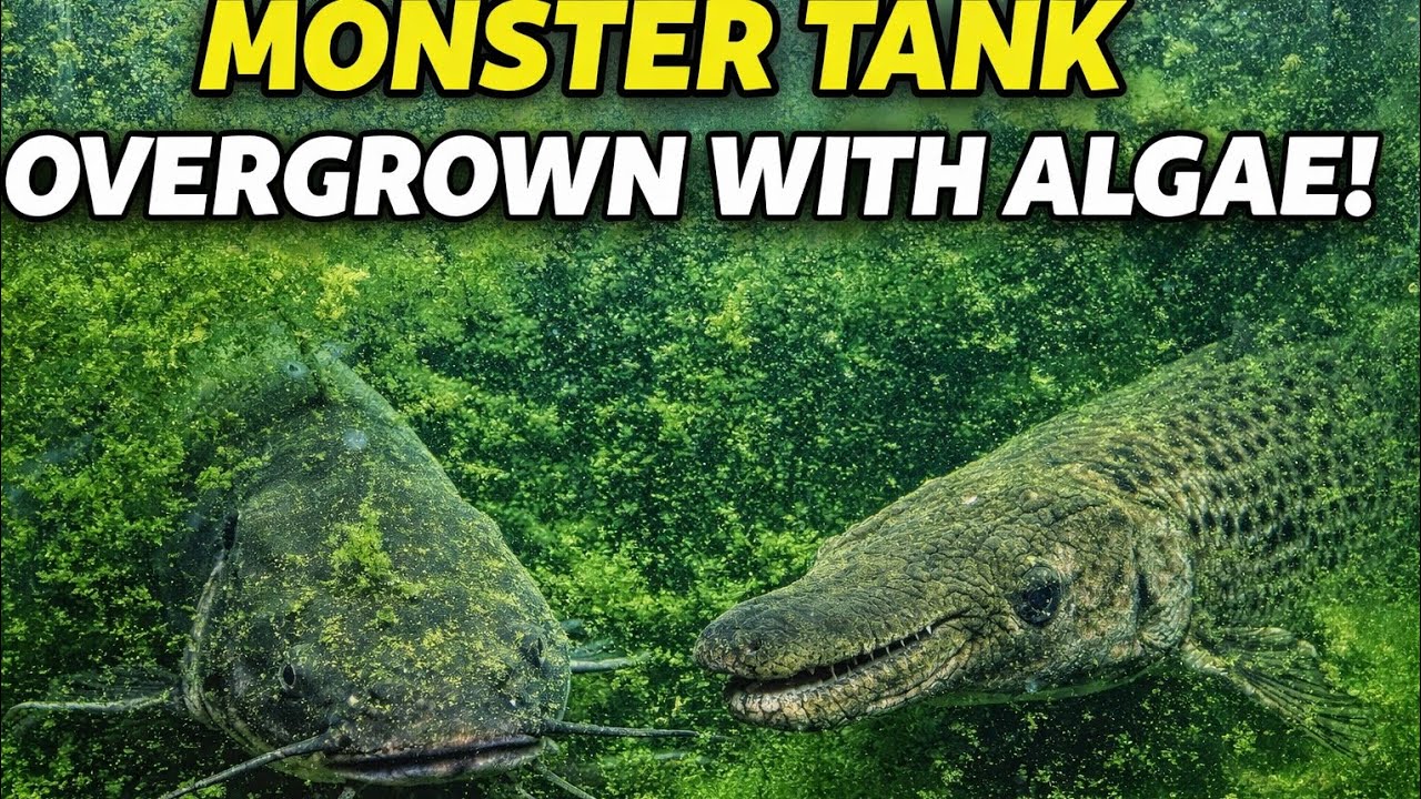 MONSTER TANK Overgrown With Algae 😱 | African Catfish & Alligator Gar