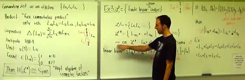 Lecture 15 . Hopf Algebras and Combinatorics (Federico Ardila)