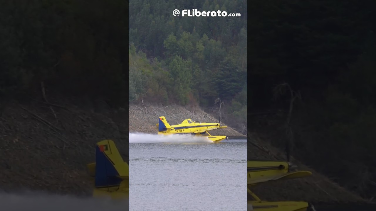 Aeronaves Fire Boss AT-802 a carregar água na albufeira da Barragem do Cabril