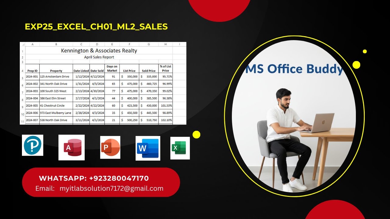 Exp25_Excel_Ch01_ML2_Sales | Excel Chapter 1 Mid-Level 2 - Real Estate Sales Report
