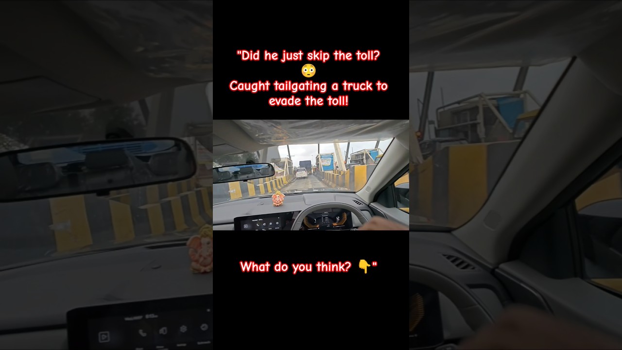 Caught on Camera! 😲 Driver Skips Toll by Tailgating a Truck | Toll Evasion #tollevasion