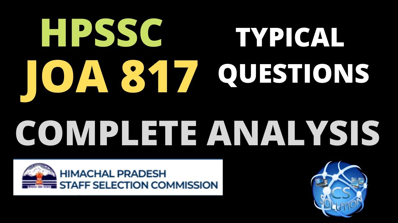 HPSSC JOA IT POST CODE 817 DIFFICULT QUESTION DETAILED ANALYSIS (IMPORTANT COMPUTER QUESTIONS) #joa