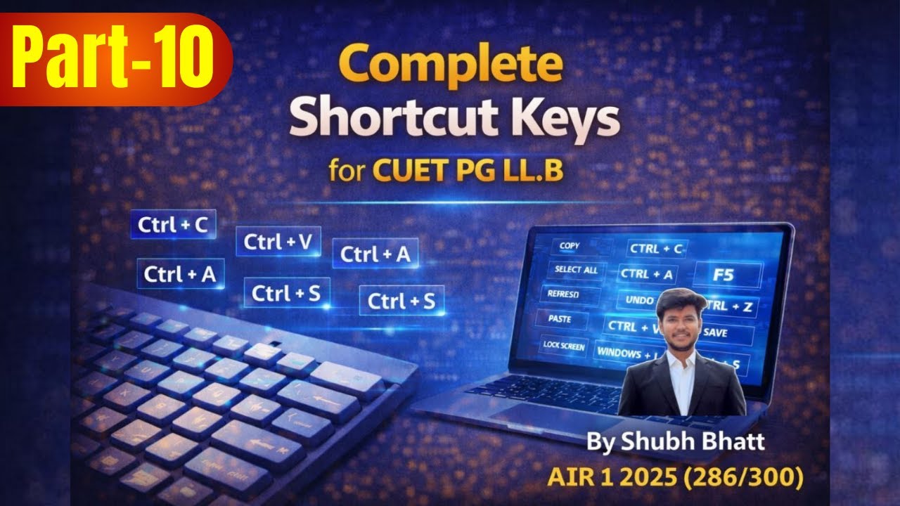 CUET-PG LLB (COQP11) 2026 | Complete Computer Basics by Shubh Bhatt - Part 10 | Shortcut Keys