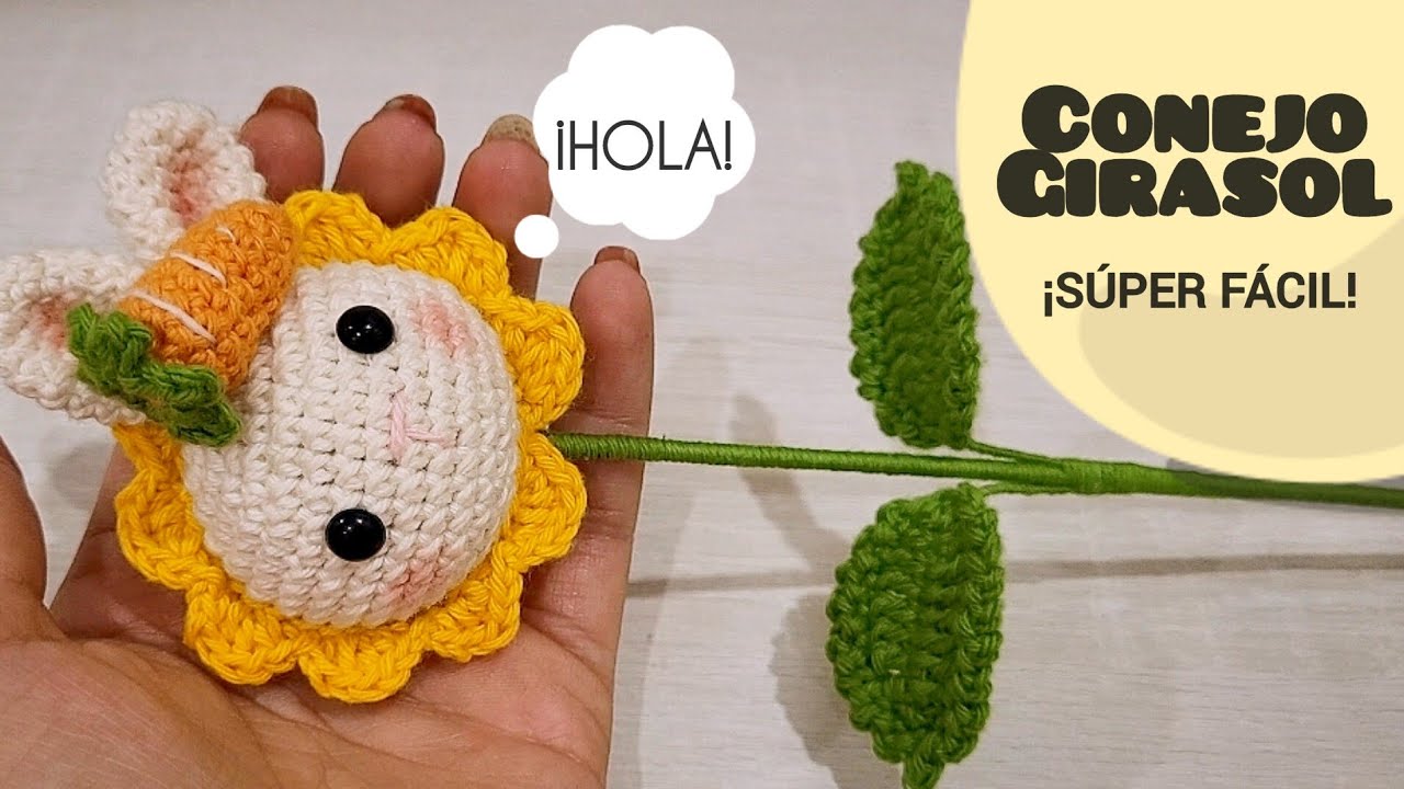 Conejo girasol tejido para ramos | Teji2Sindi ♡