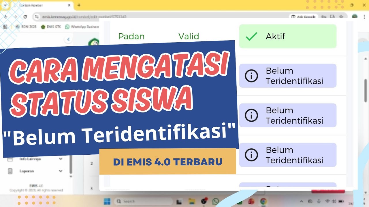 Cara Mengatasi Status Siswa Belum Teridentifikasi di EMIS 4.0 Terbaru 2026