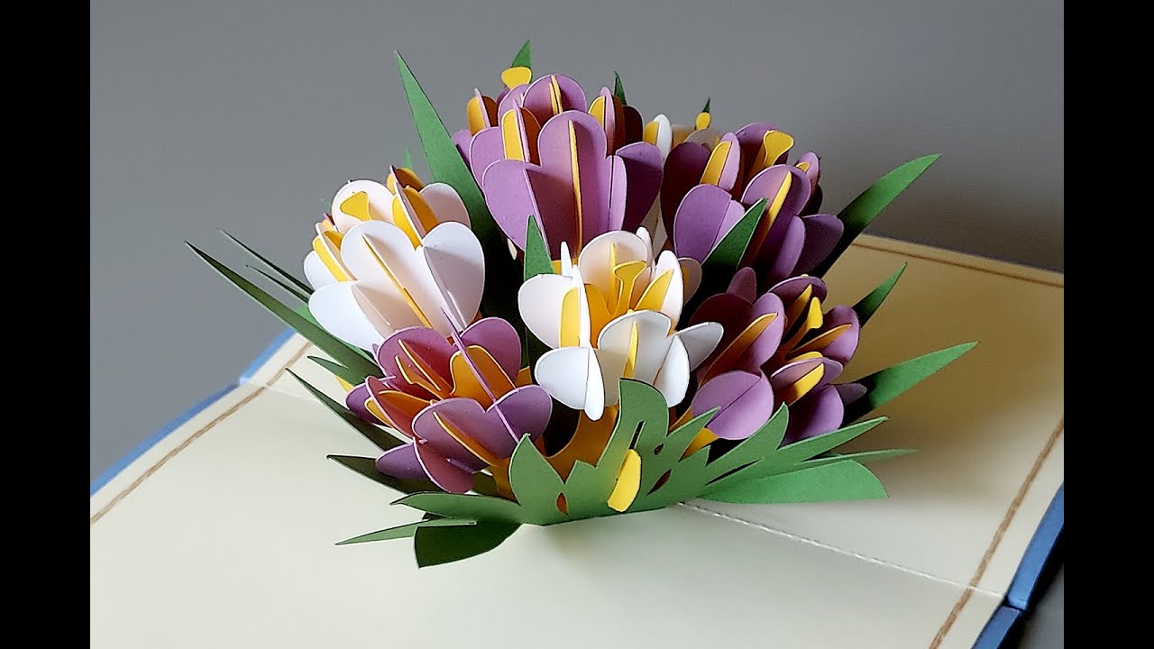Crocus Flower Pop-Up Card - SVG/PDF File - Assembly Tutorial