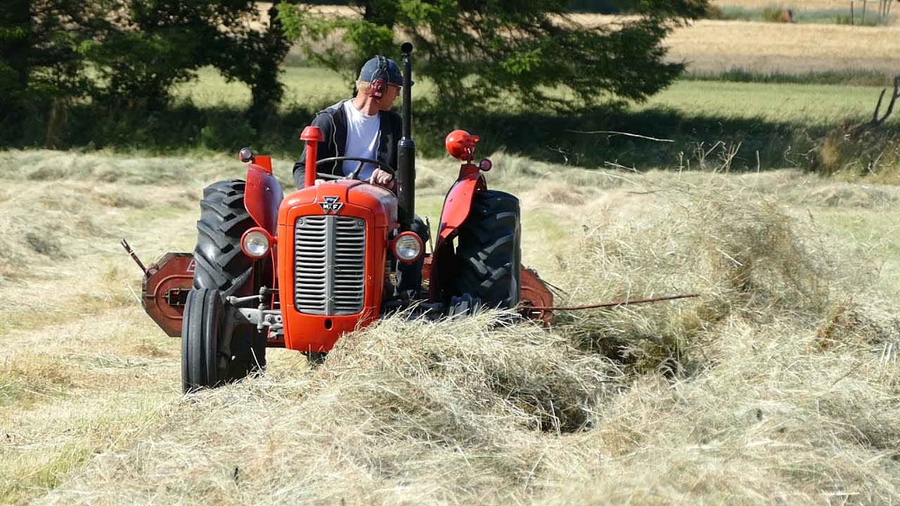 Massey Ferguson 35X Multi-Power in the field raking w/ JF HSR 200R Hay Rake | DK Agriculture