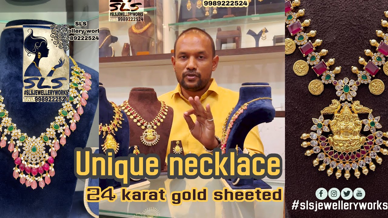  #goldjewellery #goldsheetjewellery #necklace Unique,necklace Collections in 24 karat gold sheeted 