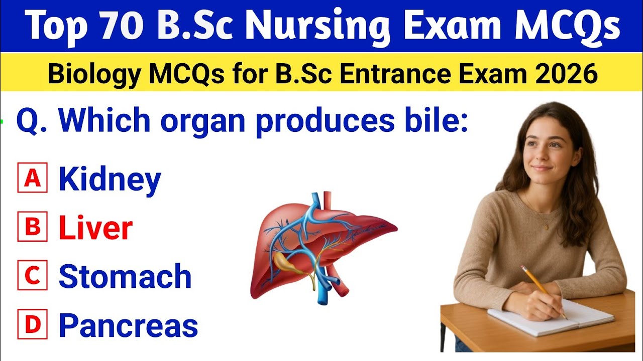 Top 70 B.Sc Nursing MCQs 2026 | Biology & Nursing Entrance Questions | AIIMS, JIPMER, NEET, CUET bsc
