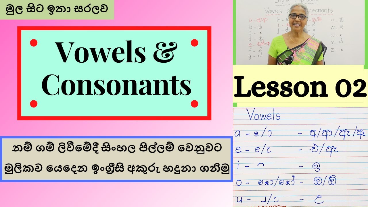 Vowels and Consonants | ස්වර අක්ෂර සහ ව්‍යාංජන අක්ෂර හඳුනා ගනිමු  |  Lesson 02