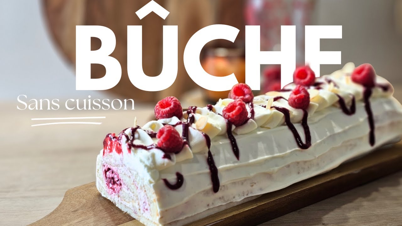 buche à la framboise sans cuisson, facile. Recette de Noel #bûchedenoël #buchedenoel