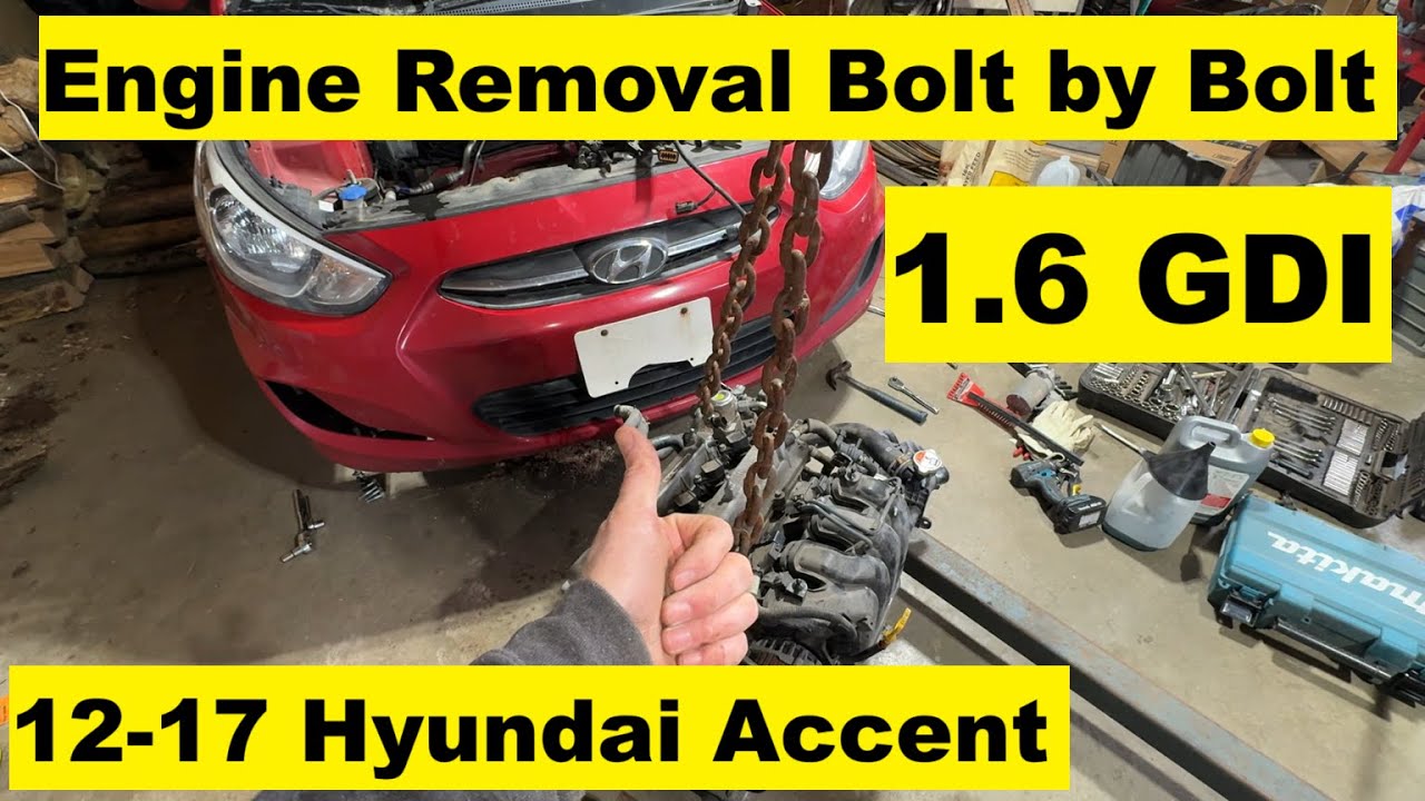 Engine Removal Hyundai Accent 1.6 GDI 12 13 14 15 16 17 2012 2013 2014 2015 2016 2017