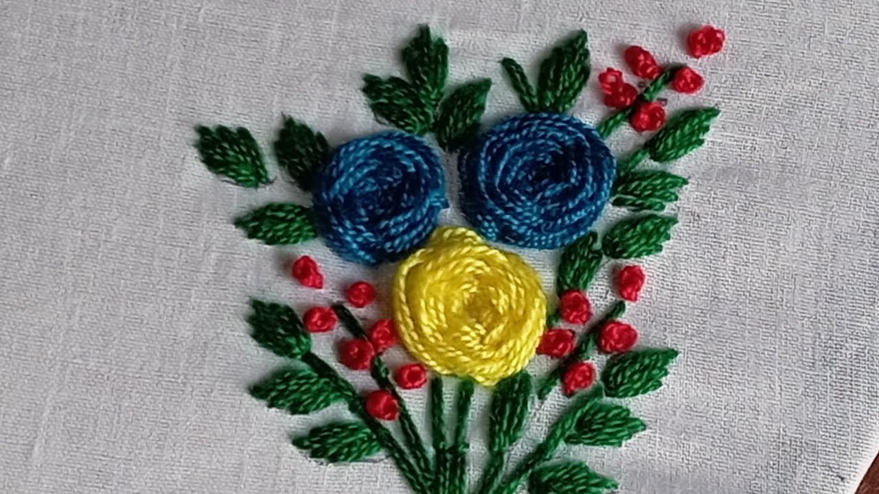5 Minutes Embroidery Design!!Beginners Friendly & Gorgeous Flower Embroidery Pattern with Woven Rose
