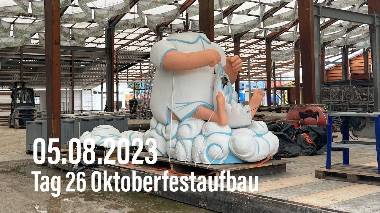 Oktoberfest-Aufbau 2023: Tag 26 des Aufbaus 05.08.2023 (Samstag)