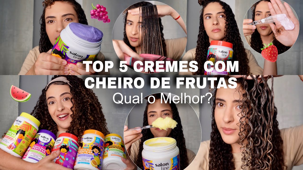 TOP 5 Cremes para Pentear com Cheiro de Frutas - Teste Real no Meu Cabelo Cacheado | Adriana Alves 💖