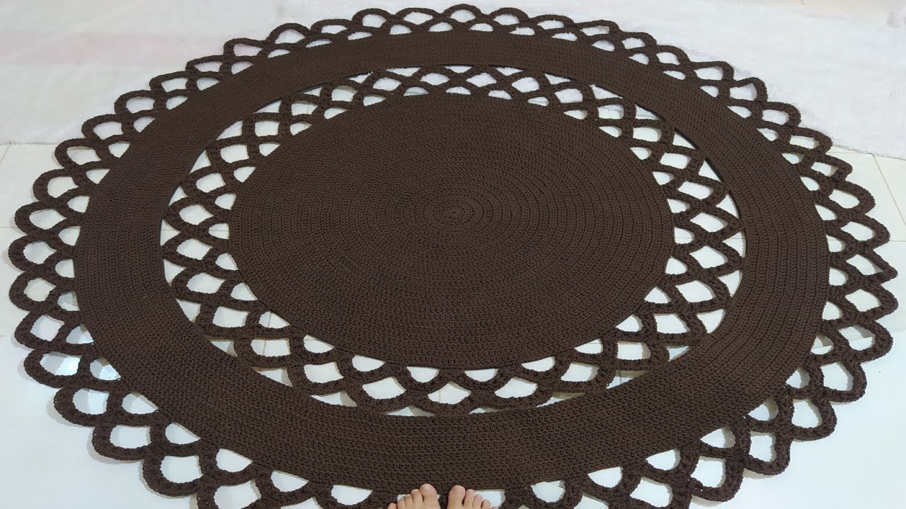 سجاده كروشيه مدورة سهله وبسيطه بغرزه جديده /  Crochet circle rug / carpet  / الجزء الثالث
