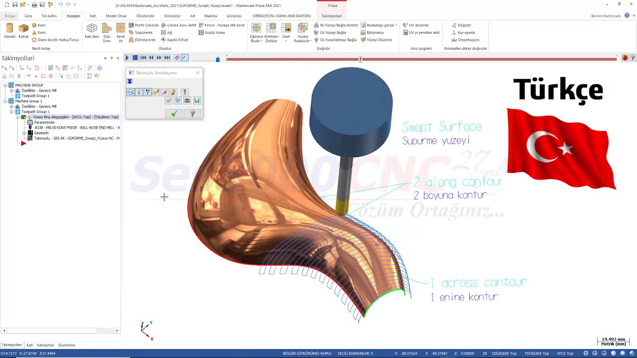 Mastercam2021 - Tel Kafes Konturlar ile 3 Eksen Takımyolu Oluşturmak - SES3000 CNC