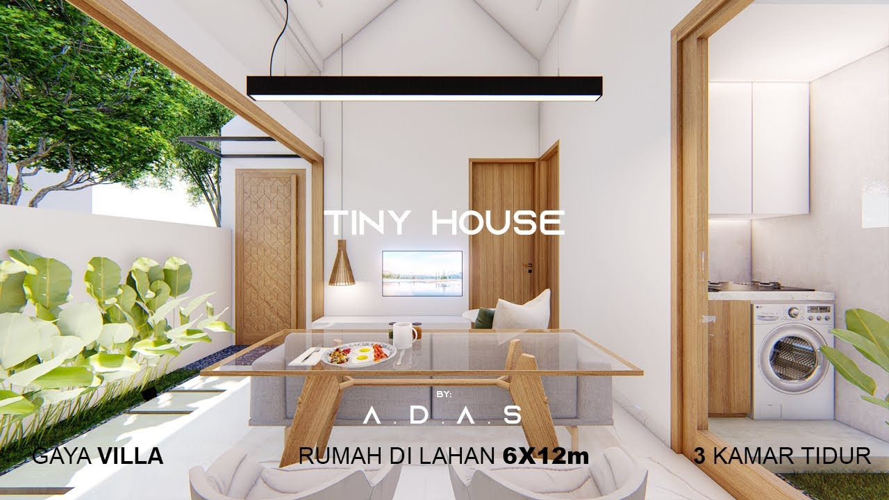 Desain Rumah 6X12m 1 Lantai 3 Kamar Tidur  Konsep Open Space // TINY HOUSE