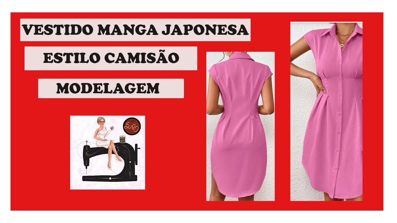 VESTIDO MANGA JAPONESA ESTILO CAMISÃO ( MODELAGEM)