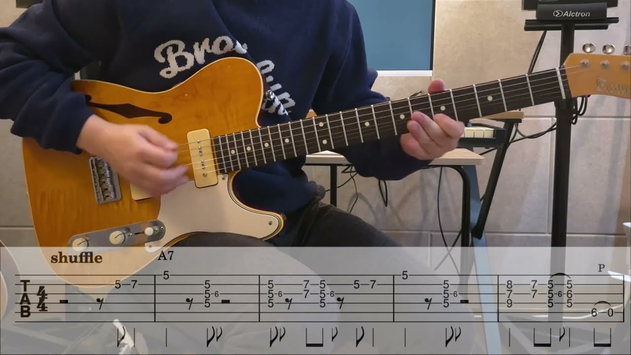 Guitar solo Blues in A With TAB