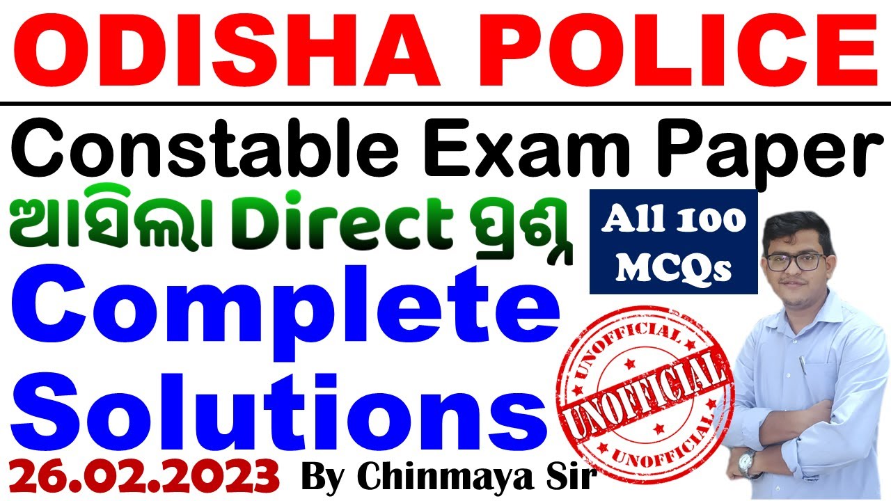 Odisha Police Constable Exam 2023|Complete Solutions| All Questions| OP Constable By Chinmaya Sir|