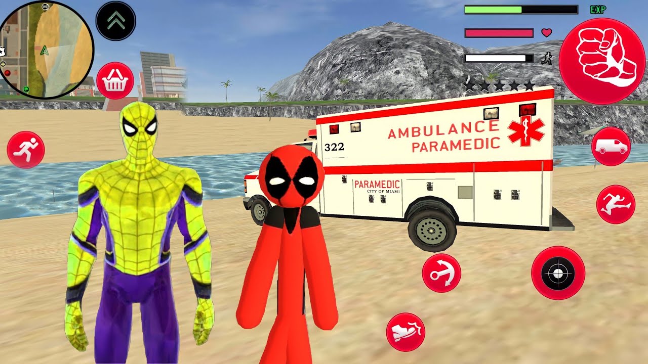 Süper Kahraman Çöp Adam - Stickman Dead Rope Hero Pool New City Ambulance #13 - Android Gameplay